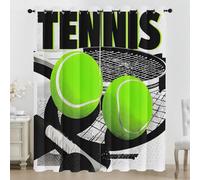 Générique Rideaux Occultant Tennis, Rideaux Abstraction Moderne, Rideau Thermique Isolant pour Salon Chambre, Motif Thème Sportif, Lot de 2 Décoration de Fenêtre Opaque à Oeillets 140x300 cm LxH JJ13