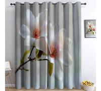 Générique Rideaux occultants 100% Chambre 150l x 166h cm, surréalisme Panneaux Thermiques isolants, Rideaux lavables Plantes Magnolia Blanc, pour de Chambre d'enfant et du Salon décorer