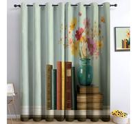 Générique Rideaux occultants 100% Chambre 150l x 166h cm, surréalisme Panneaux Thermiques isolants, Rideaux lavables Vintage Livres Fleurs, pour de Chambre d'enfant et du Salon décorer