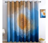 Générique Rideaux Occultants 100% Chambre 220L X 215H cm, Style Fantaisie Panneaux Thermiques Isolants, Rideaux Lavables Aquarelle Rayures Mandala Fleurs, pour de Chambre d'enfant et du Salon DéCorer