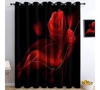 Générique Rideaux Occultants 100% Chambre 220L X 215H cm, Thème Saint Valentin Panneaux Thermiques Isolants, Rideaux Lavables Fleurs Romance Amour Roses, pour de Chambre d'enfant et du Salon DéCorer