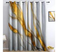 Générique Rideaux Occultants 100% Chambre 280L X 260H cm, Luxe Et Élégance Panneaux Thermiques Isolants, Rideaux Lavables Or Marbre Rayures, pour de Chambre d'enfant et du Salon DéCorer
