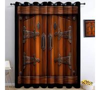Générique Rideaux Occultants 100% Chambre 280L X 260H cm, Style Art De Jeu Panneaux Thermiques Isolants, Rideaux Lavables Dessin Animé Bois Rayures Porte, pour de Chambre d'enfant et du Salon DéCorer