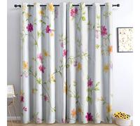 Générique Rideaux Occultants 100% Chambre 280L X 260H cm, Style Rural Panneaux Thermiques Isolants, Rideaux Lavables Plantes Vignes Fleurs Feuilles, pour de Chambre d'enfant et du Salon DéCorer
