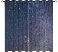Générique Rideaux Occultants 2 Panneaux 75x166cm (LxH) Ciel Nocturne Oeillets Rideaux Thermiques Lsolants, Doux Polyester Anti-Fondu Rideau Bleu pour Salon et Chambre d'enfant