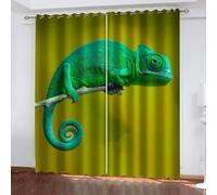 Générique Rideaux Occultants Caméléon Vert Thermiques à Oeillets Rideau Imprimés Animaliers pour Salon et Chambre - Lot de 2 (140x260 cm) - Style Moderne et Élégant QD572