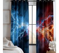 Générique Rideaux occultants Fantaisie Éclairs Rouges Et Bleus - 2 Panneaux à Isolation thermiquement - Rideaux de fenêtreFoudre pour Chambre à Coucher Salon 100 x 178 cm