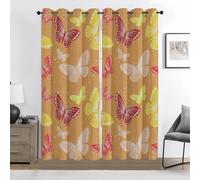 Générique Rideaux Occultants Papillon Jaune Rouge Imprimé, Bohème Rétro Rideau à Oeilles Isolant Thermique Lot De 2 Fenêtre Décoration pour Chambre Salon Et Chambre Enfant 100x160 cm (LxH) A255q