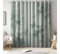 Générique Rideaux occultants Sarcelle, Rideaux Thermiques, Rideaux à œillets, Botanique Feuillage Oiseau Symétrique, pour fenêtre, intimité, Isolation Thermique, 140 x 240 cm, Maison Salon