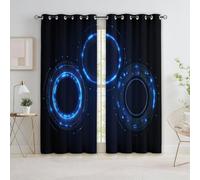 Générique Rideaux Opaques en Style Sci FI Cercles Futuristes, Rideau Occultant en Polyester Noir, Rideaux Thermique Isolant Anti-Froid Décoration de Fenêtre pour Salon Chambre Lot de 2 140L x 245H cm