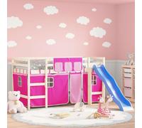 Générique Rideaux pour Lit Mezzanine Enfant Rose - Transformez l'espace en Aire de Jeux Magique avec Poches de Rangement Polyester Durable Facile à Entretenir