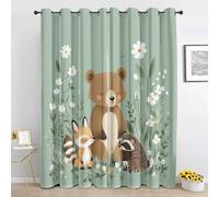 Générique Rideaux Salon Animaux De La Forêt, Rideaux Occultant Hérisson écureuil Ours Brun Mignon Fleur, 117x228 cm Rideau Thermique Isolant Anti Froid et Chaleur, Chambre Décoration, Lot De 2