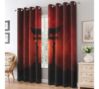 Générique Rideaux Torii Japonais Chambre, Rideau Occultant Thermiques à Oeillets, Sanctuaire Style Japonais Decoration Salon Fenetre, Lot de 2 Draperies Intérieurs 117x137 cm (L x H) L-C&60