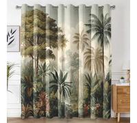 Générique Rideaux Tropical Chambre, Rideau Occultant Thermiques à Oeillets, Plantes de la Jungle Palmier Decoration Salon Fenetre, Lot de 2 Draperies Intérieurs 110x215 cm (L x H) L-C&18