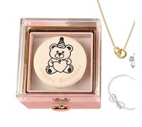 Générique Ring Box, Rotating Reversible Bear Cake Jewelry Holder, Unique Display Storage Rings, Earrings, Accessories, Idea 3.15x3.15x3.15 inches for Women, Men, Birthday
