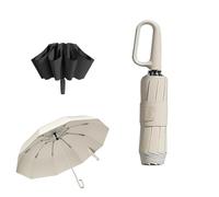 Générique Ring Bubble Umbrella, Ring Bucket Umbrella, Portable Sunny or Rainy Travel Umbrellas with Carabiner Handle, Sturdy Windproof, Reverse Umbrellas Automatic Open and Close (Beige)