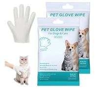 Générique Rinse-Free Dog Shampoo Mitts, No Rinse Pet Care Wipes, Hypoallergenic Pet Bath Wipes 6 Packs, Deodorizing Disposable Pet Wipes for Paw Face Ear Fur and Butt (2PCS)