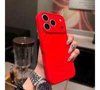 Générique Ripple Wave Silicone Case for iPhone 17 16 15 14 Pro Max (Red,15)