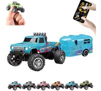 Générique RipRush Mini Monster 1:64 Off-Road LED Alloy Racer, 2025 New 3-Speed Variable Speed Off-Road Vehicle with LED and Remote Control, Unleash Adventure, Build Skills (Blue-2,#B)