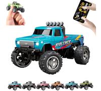 Générique RipRush Mini Monster 1:64 Off-Road LED Alloy Racer, 2025 New 3-Speed Variable Speed Off-Road Vehicle with LED and Remote Control, Unleash Adventure, Build Skills (Blue-2,#A)