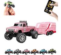 Générique RipRush Mini Monster 1:64 Off-Road LED Alloy Racer, 2025 New 3-Speed Variable Speed Off-Road Vehicle with LED and Remote Control, Unleash Adventure, Build Skills (Pink,#B)