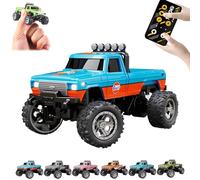 Générique RipRush Mini Monster 1:64 Off-Road LED Alloy Racer, 2025 New 3-Speed Variable Speed Off-Road Vehicle with LED and Remote Control, Unleash Adventure, Build Skills (Blue-1,#A)