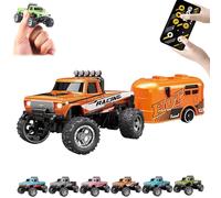 Générique RipRush Mini Monster 1:64 Off-Road LED Alloy Racer, 2025 New 3-Speed Variable Speed Off-Road Vehicle with LED and Remote Control, Unleash Adventure, Build Skills (Orange,#B)