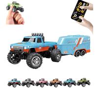 Générique RipRush Mini Monster 1:64 Off-Road LED Alloy Racer, 2025 New 3-Speed Variable Speed Off-Road Vehicle with LED and Remote Control, Unleash Adventure, Build Skills (Blue-1,#B)