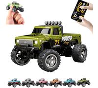 Générique RipRush Mini Monster 1:64 Off-Road LED Alloy Racer, 2025 New 3-Speed Variable Speed Off-Road Vehicle with LED and Remote Control, Unleash Adventure, Build Skills (Green,#A)