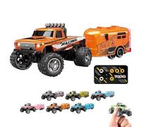Générique RipRush Mini Monster 1:64 Off-Road LED Alloy Racer, RipRush Compact Remote Control Truck with LED Lights, 2.4GHz Racing System, with Trailer, New Speed/Steering Adjustable (Orange)