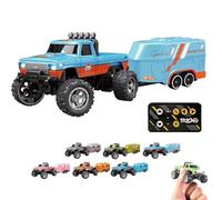 Générique RipRush Mini Monster 1:64 Off-Road LED Alloy Racer, RipRush Compact Remote Control Truck with LED Lights, 2.4GHz Racing System, with Trailer, New Speed/Steering Adjustable (Orange Blue)