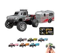 Générique RipRush Mini Monster 1:64 Off-Road LED Alloy Racer, RipRush Compact Remote Control Truck with LED Lights, 2.4GHz Racing System, with Trailer, New Speed/Steering Adjustable (Gray)