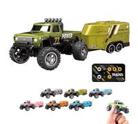 Générique RipRush Mini Monster 1:64 Off-Road LED Alloy Racer, RipRush Compact Remote Control Truck with LED Lights, 2.4GHz Racing System, with Trailer, New Speed/Steering Adjustable (Green)