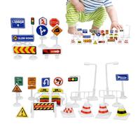 Générique Road Tape DIY Traffic Sign Set - 28PCS Removable Road Tape Railway Play Set | PP Kids Traffic Signs Parking Scene Toy Educational RoadLayout Toy for Kids Play Learning