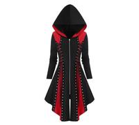 Générique Robe à Capuche Steampunk Manteau Femme Sweat à Capuche Tunique IrréGulièRe Punk Gothique Renaissance Style MéDiéVal RéTro avec Dentelle Tunique Manches Longues Blouson