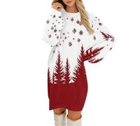 Générique Robe a Paillette Femme, Renne Taille Glamour Réveillon Reveillon Rouge Robe Cocktail, Verte Sapin Mère Robes Femme, sous Grande Robes Nuisette Jupe Noel, XL