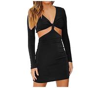 Générique Robe à Paillettes,Robe Femmeglossy Open Backhome Casual Robes (Black, L)