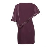 Générique Robe à Une épaule Froide pour Femmes, asymétrique en Mousseline pailletée, sans Fil, Taille Plus, idéale pour soirée et Cocktail
