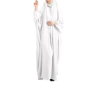 Générique Robe Abaya Femme Décontractée Style Arabe Moderne Tenue Confortable Élégante pour Toutes Occasions du Quotidien (White, One Size)