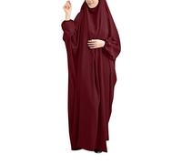 Générique Robe Abaya Femme Décontractée Style Arabe Moderne Tenue Confortable Élégante pour Toutes Occasions du Quotidien (Red, One Size)