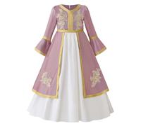 Générique Robe Abaya Fille Garçon Musulmane Couleur Unie Caftan avec Hijab Islamique pour Le Ramadan Et L'Aïd Vêtement Musulman Moyen-Orient Boubou Qamis Thobe Djellaba (Light Violet,4-5 Ans)