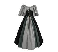 Générique Robe Arwen Costume Femme Moyen Age Halloween Sorciere Tenue Pirate Renaissance Médiéval Elfe Viking Deguisement Princesse Victorienne Noir Medievale Medieval Fille Vampire