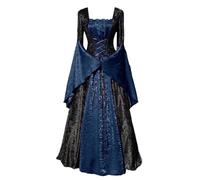 Générique Robe Arwen Renaissance Medievale Gothique Coiffe Femme Vampire Sorciere Deguisement Medieval Halloween Déguisement Victorienne Noir Médiévale Costume Elfe Ceinture
