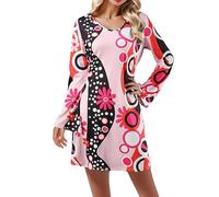 Générique Robe Basique 70s Disco Outfit Femmes 7 PCS 70's Disco Dress Costume Hippie Vêtements Accessoires Bijoux Halloween