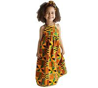 Générique Robe Bébé Fille Africaine Imprimé Épaules Découvertes Bandeau Décontractée sans Manches Attache Dos Bohème pour Enfant 0-2 Ans(Multicolor, 3-4 Years)