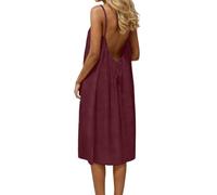 Générique Robe Boheme Chic Caraco Dos Nu sans Manches pour Femme Robe Casual Longue Et Fluide à Bretelles Spaghetti Dress Ample Robes Maxi D'éTé pour La Plage Robes De SoiréE Mode