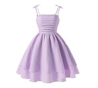 Générique Robe Bustier Fille Été, Robe de Soirée et Bal pour Ado, Tenue Promo, Modèle A-Ligne sans Manches, Vêtement Chic Décontracté Funky Élégant, Longueur Mi-Longue, Couleur Blanc