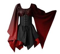 Générique Robe corset traditionnelle irlandaise ou viking à manches évasées pour femme,Halloween