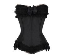 Générique Robe Cosplay Style Corset Dentelle Gainant avec Noeud Dos pour Soirée Élégante (Black, XXXL)