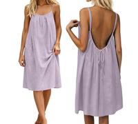 Générique Robe Courte décontractée sans Manches Dos Coupe Ample Estivale pour Femme Tenue Quotidienne Bureau Vacances (Light Purple, XXXXXL)